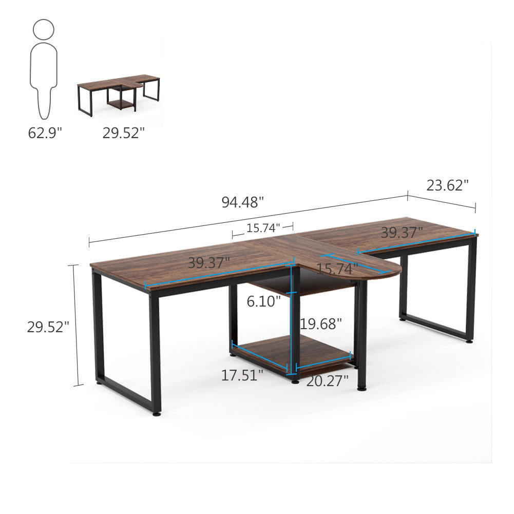 Inbox Zero Double Workstation Desk & Reviews Wayfair